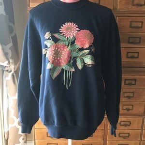 Vintage Morning Sun Finnigan Women's Navy and Blue Sweater Sweatshirt medium